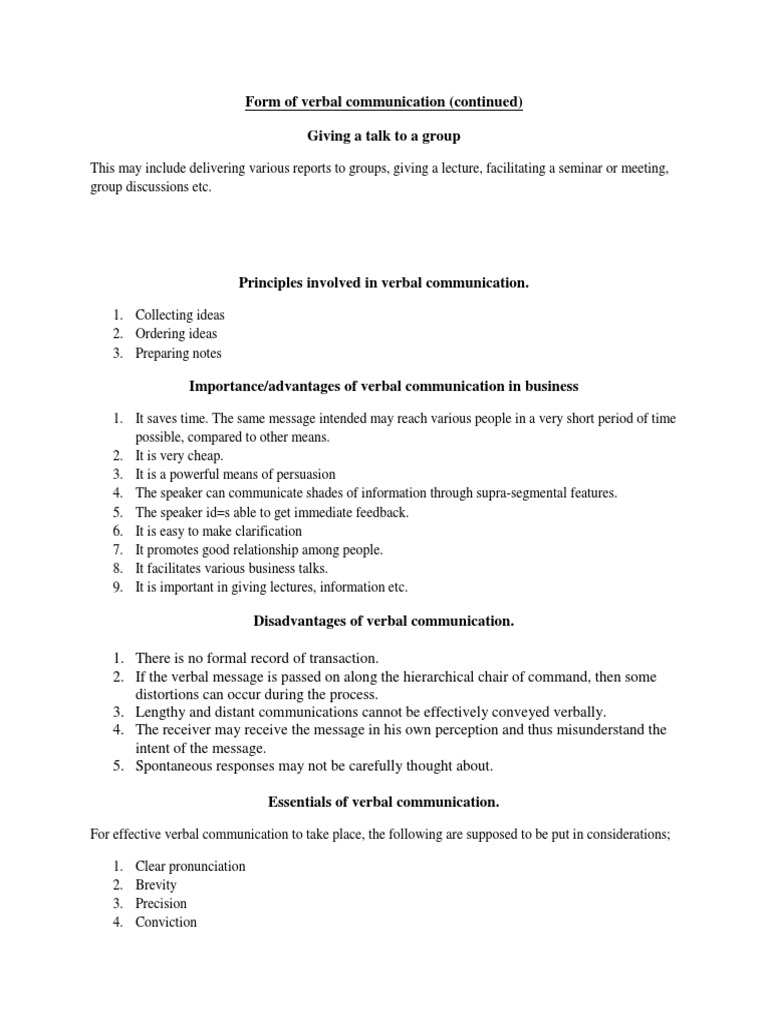 Verbal Communication in Business | PDF