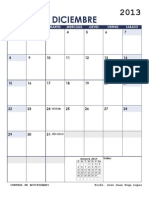 2013 Monthly Calendar Blue Portrait