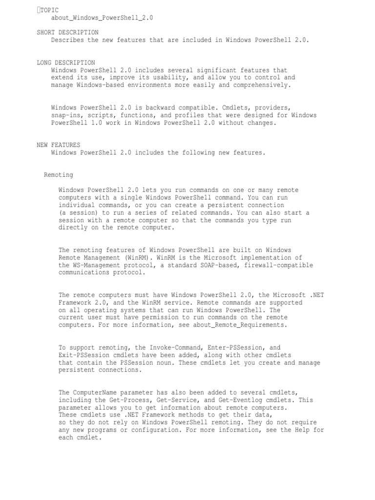 About Windows PowerShell 2.0.help | PDF