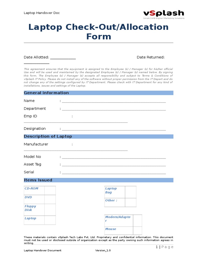 Laptop Handover CheckFinal PDF