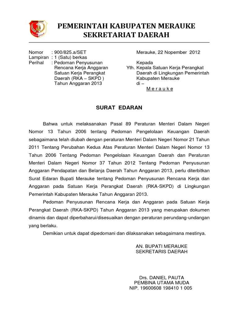 Surat Edaran Edaran Rka 2013 Final