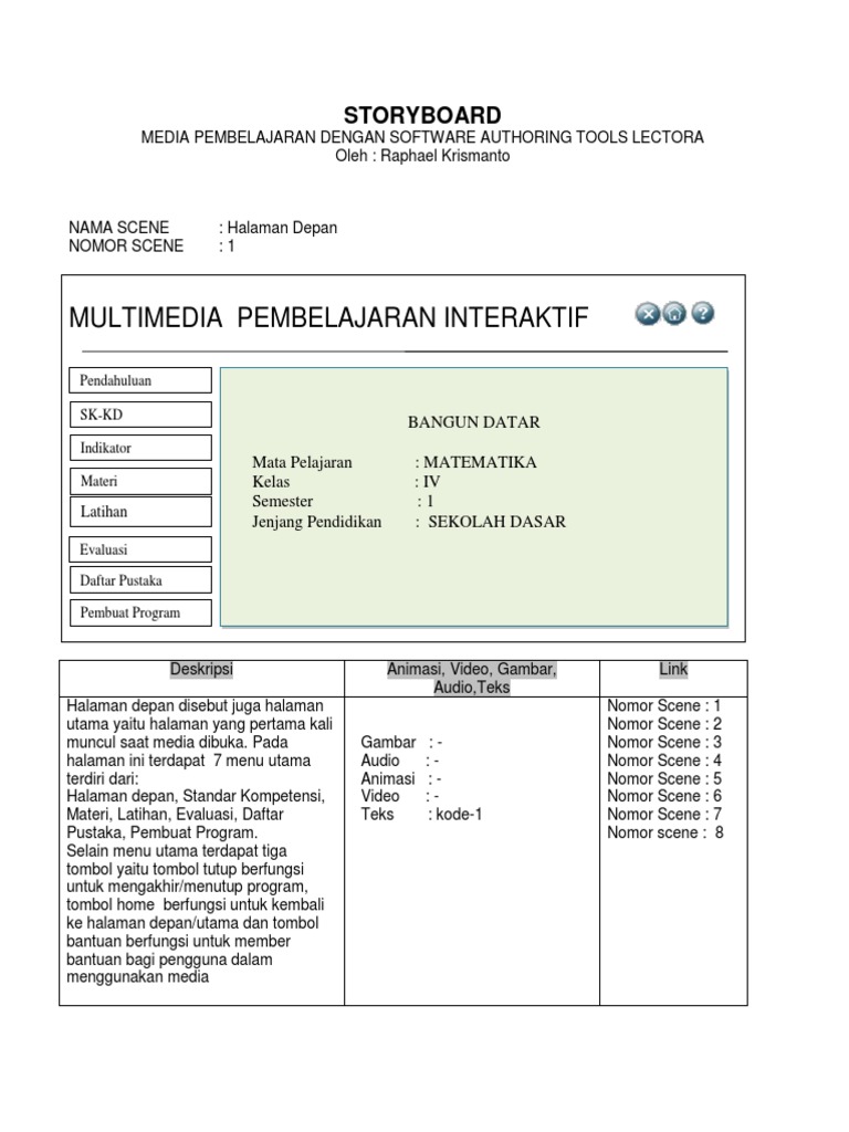Contoh Storyboard bahan ajar