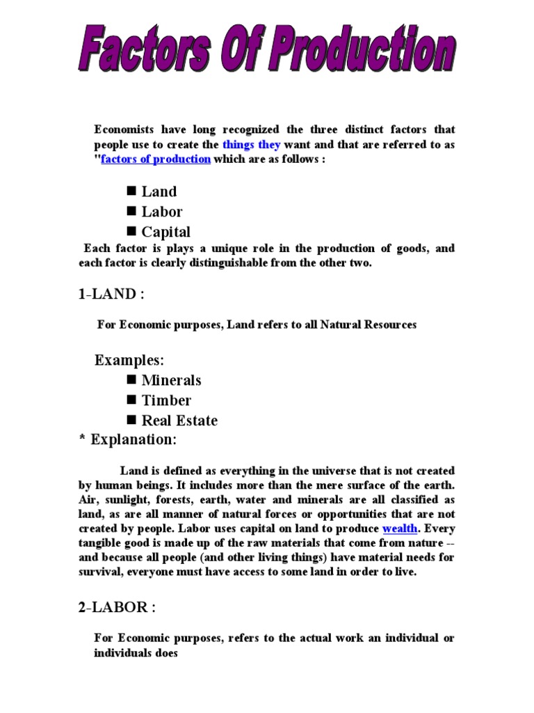 Factors of Production01 | PDF | Factors Of Production | Capital (Economics)