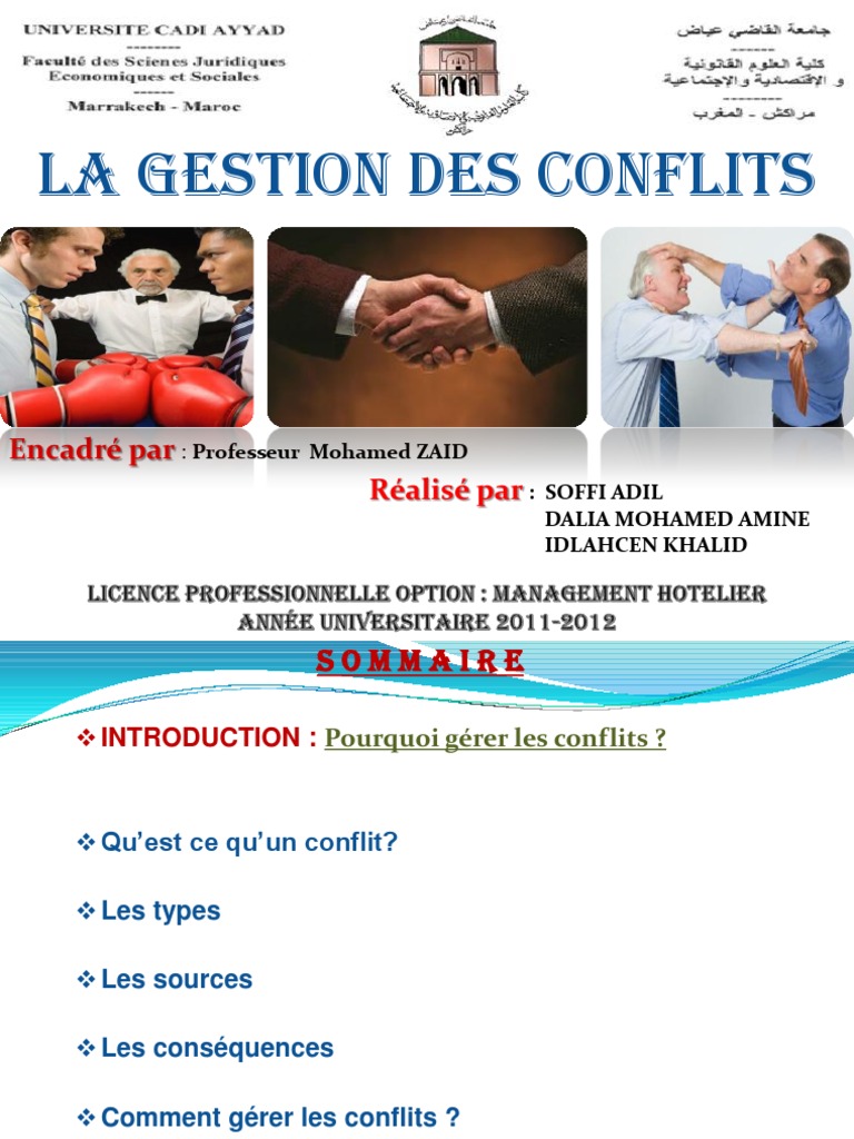 Gestion des Conflits en Management Hôtelier | PDF | la communication ...
