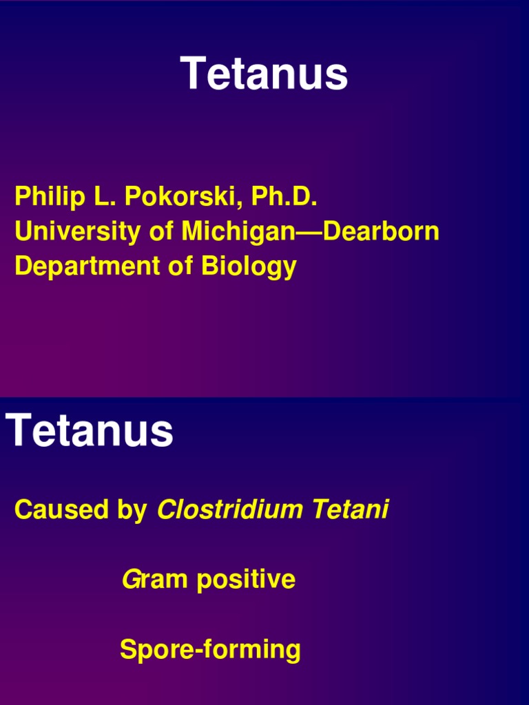 Tetanus: Philip L. Pokorski, Ph.D. University of Michigan - Dearborn ...