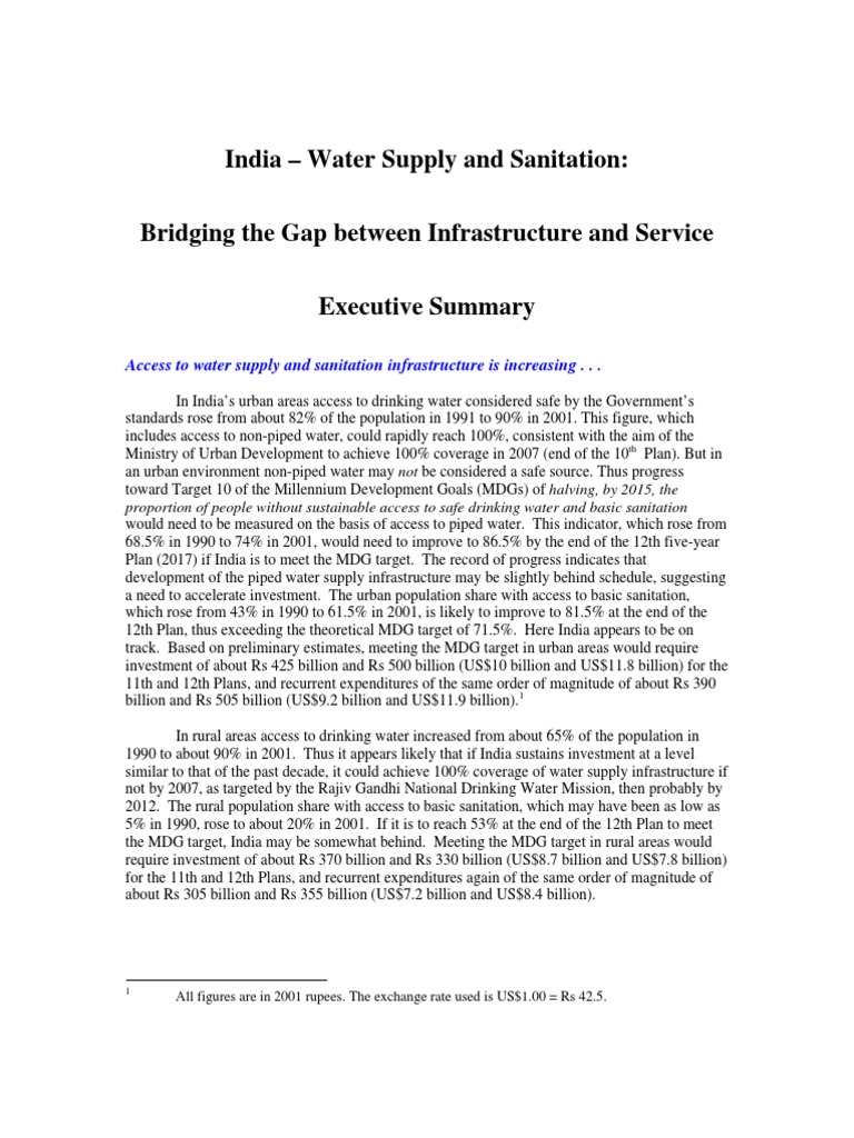 Bridging The Gap Exec Sum | PDF | Water Resources | Water Supply