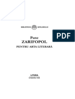 Pane Zarifopol - Pentru Arta Literara