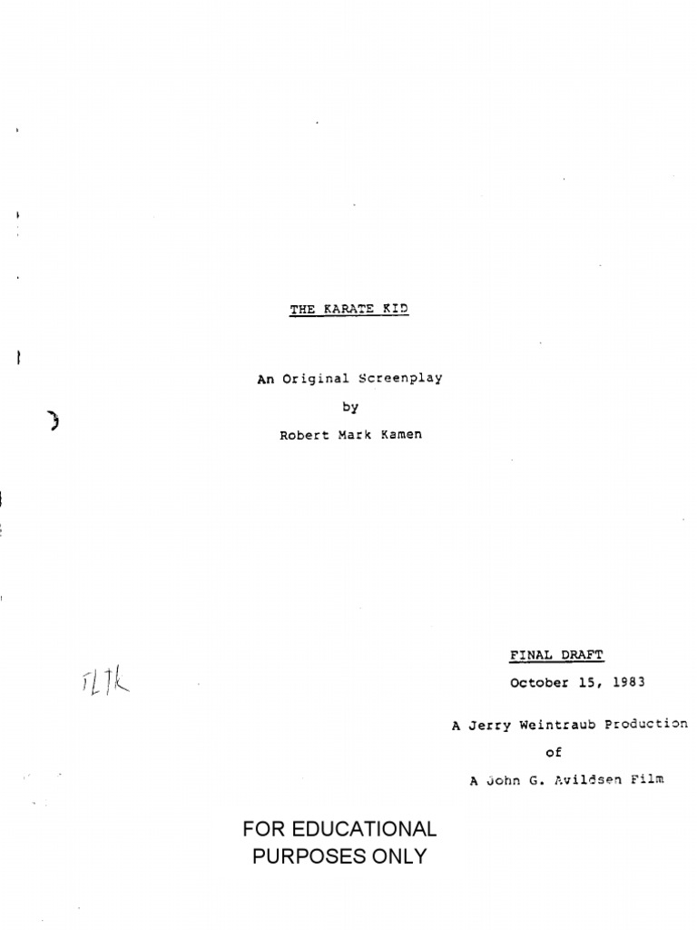 The Karate Kid - Original Script | PDF