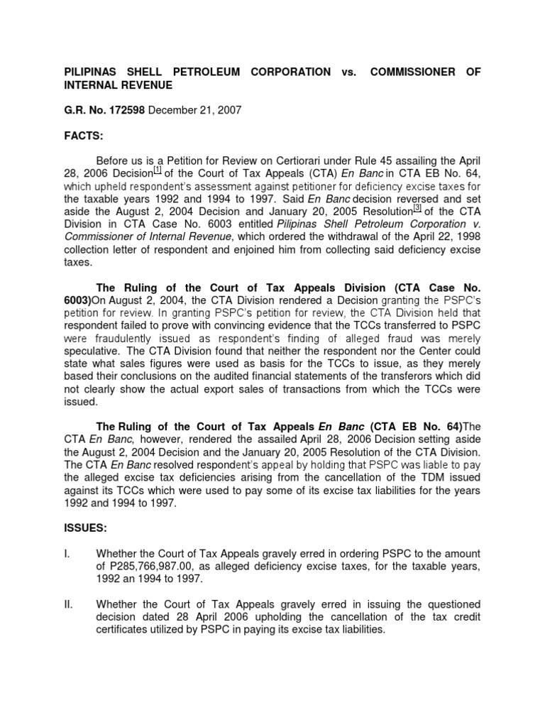 Pilipinas Shell Petroleum Corporation vs. Commissioner of Internal