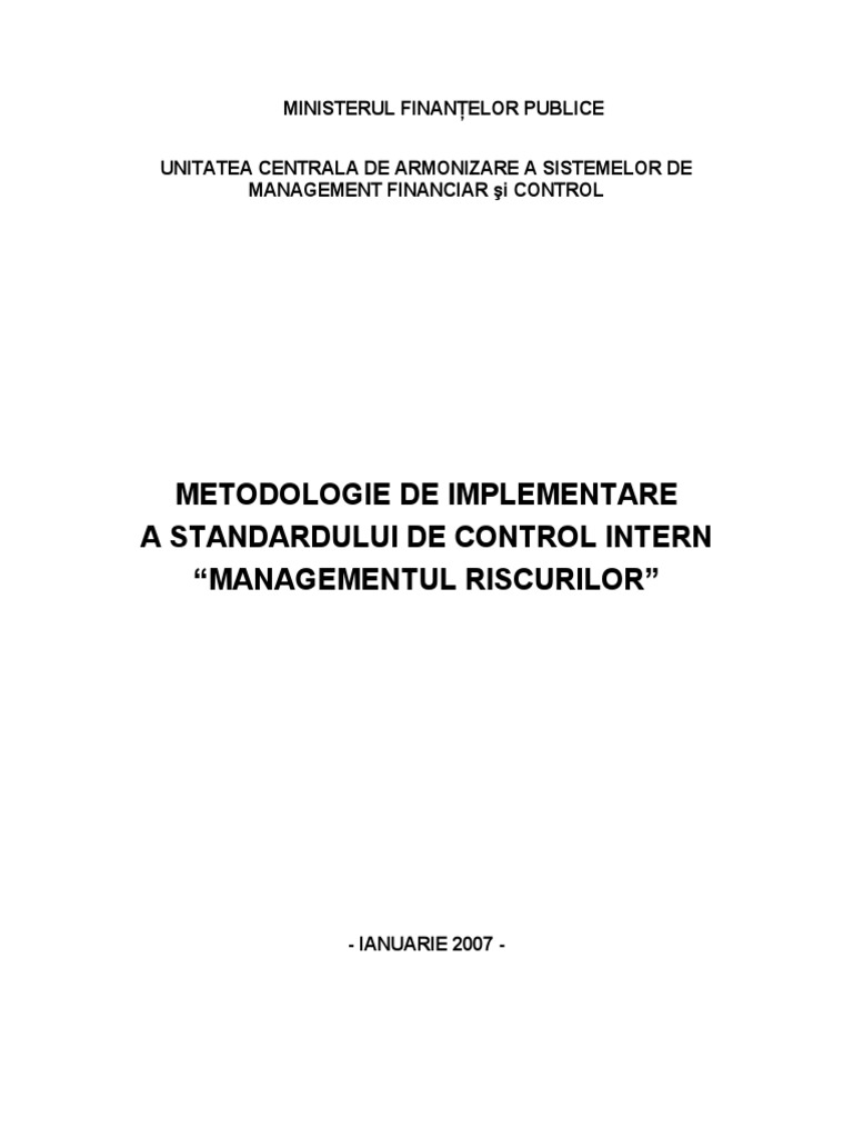 Metodologie Implementare Managementul Riscului | PDF