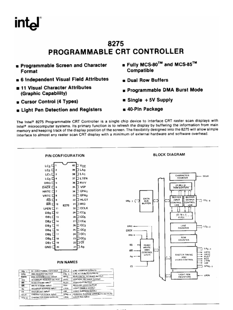 Intel 8275 CRTC | PDF | Computer Architecture | Microcomputers
