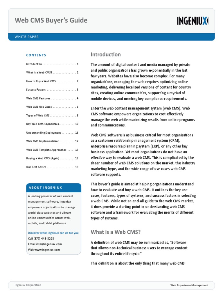 Web CMS Guide for Organizations | PDF | Web Browser | Websites