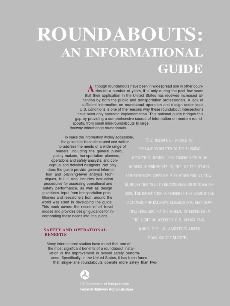 Roundabouts:: An Informational Guide | PDF | Traffic | Transport ...