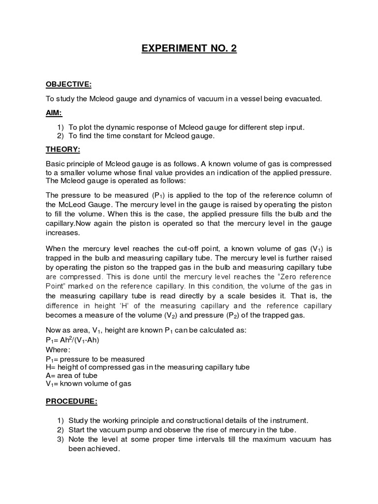 Exp 1 | PDF | Pressure Measurement | Gases