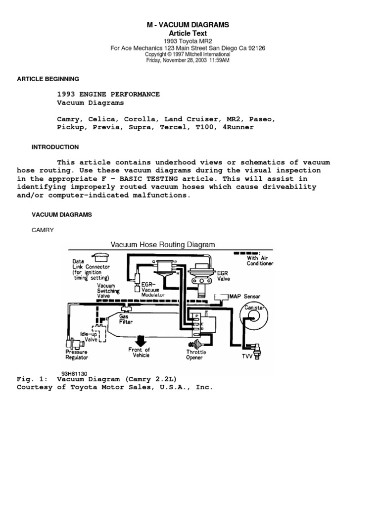 1993 Toyota Vacuum Diagrams