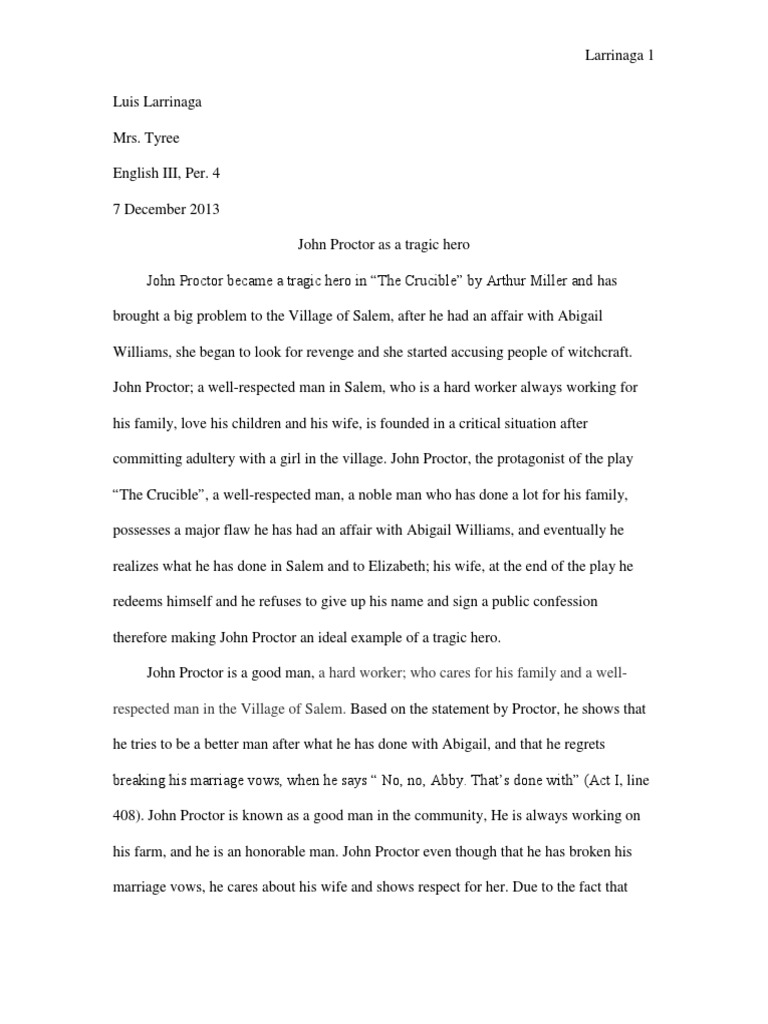 Реферат: Crucible And John Proctor Essay Research Paper