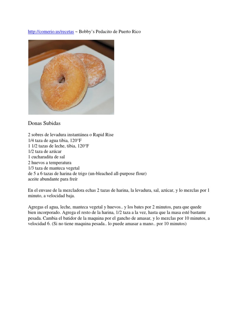 Donas Subidas | PDF | Levadura | Comida y bebida