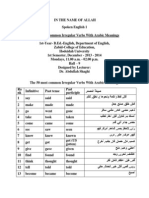 The 50 most common Irregular Verbs With Arabic Meanings
