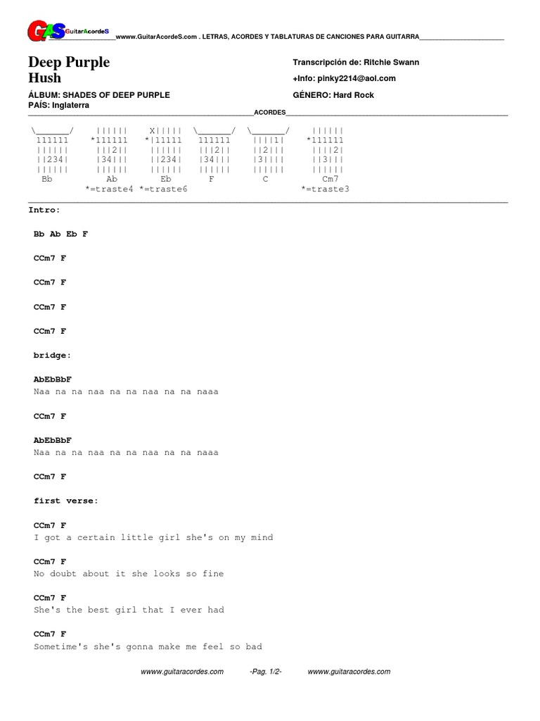Deep Purple - Hush | PDF | Foreign Language Studies