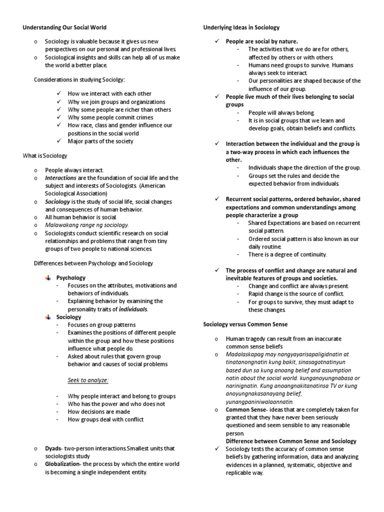 Understanding Our Social World in Sociology | PDF | Social Group ...