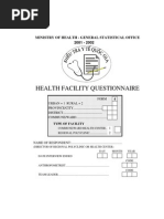 Health Facility Questionnaire: Ministry of Health - General Statistical Office 2001 - 2002