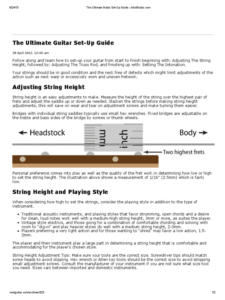 The Ultimate Guitar SetUp Guide PDF Guitars String Instruments