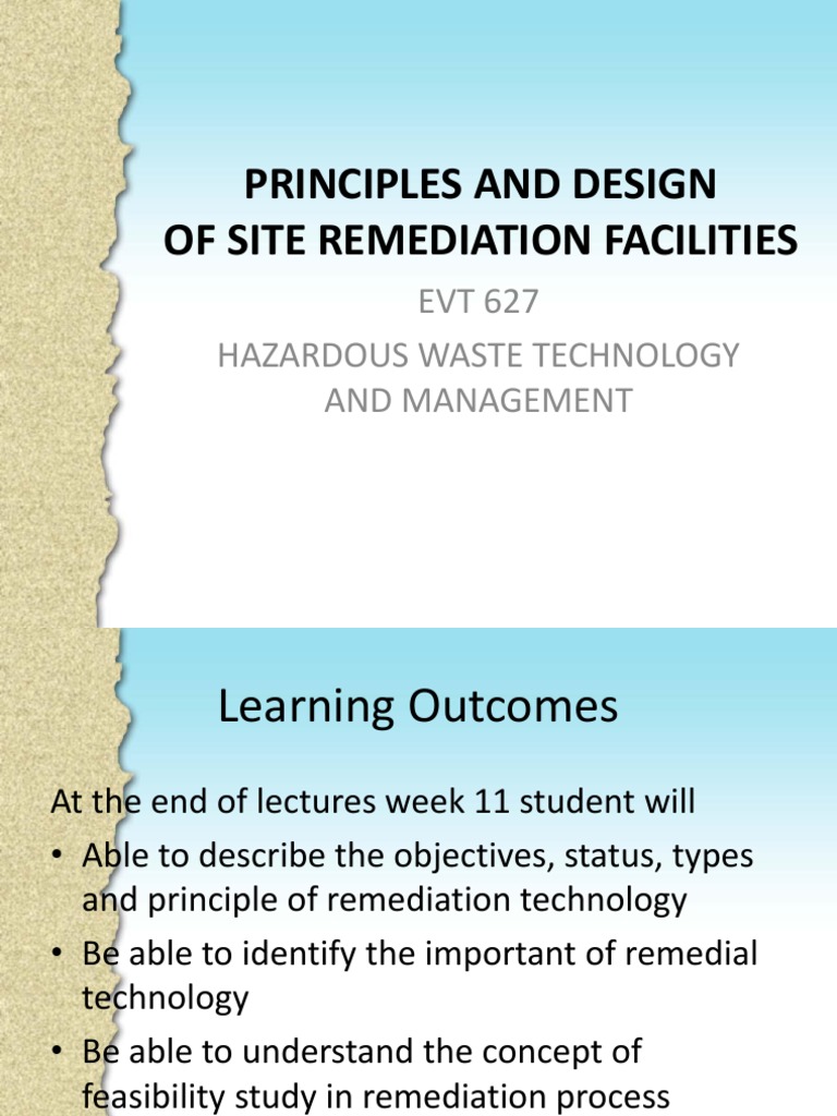 Site Remediation Technologies Overview | PDF | Environmental ...