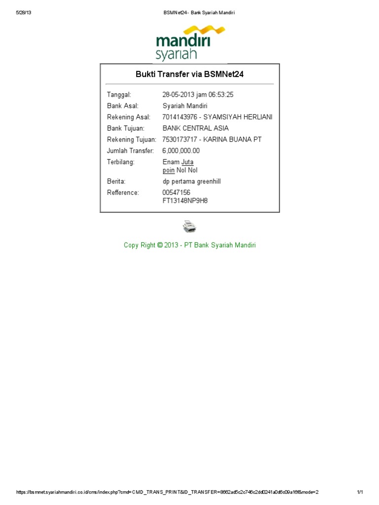 Bukti Transfer Dp Pertama Bsm