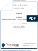 Certificate of Completion For Bloodborne Pathogen Exposure Prevention Teach