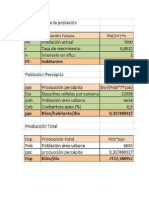 Calculo proyección poblacion y producción Residuos Sólidos