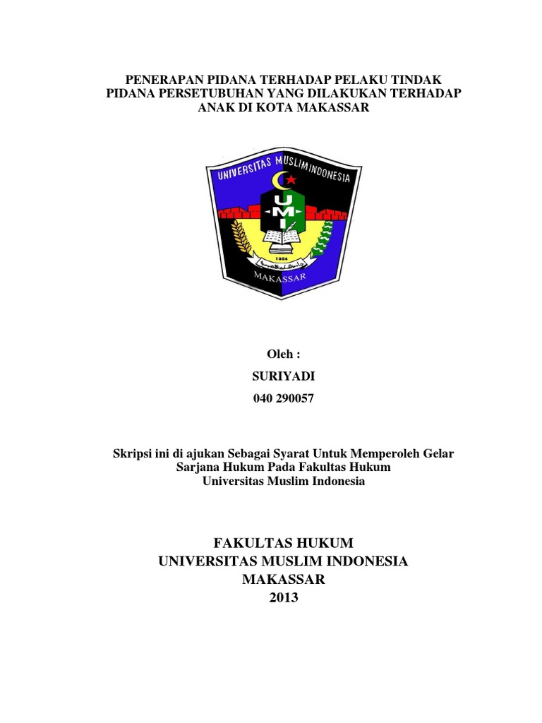 Penerapan Pidana Terhadap Pelaku Tindak Pidana Persetubuhan Yang ...