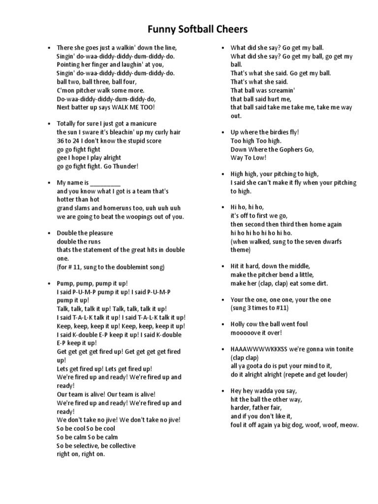 Softball Cheers PDF Pitcher Softball