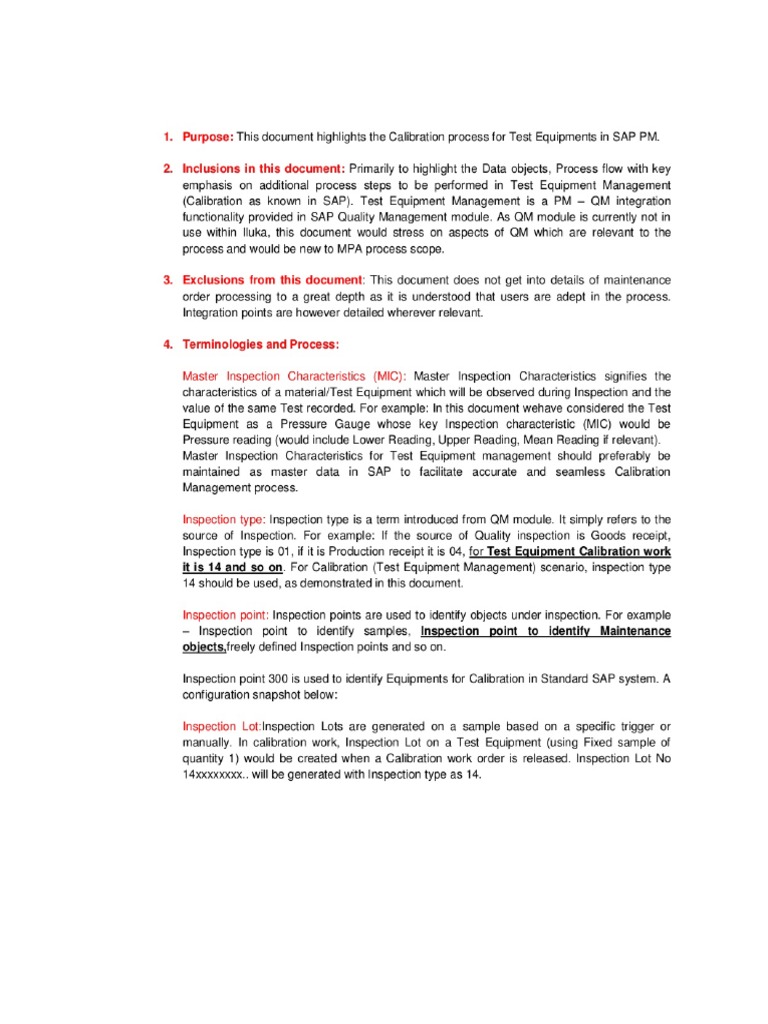 Calibration Process in SAP PM PDF Calibration Evaluation