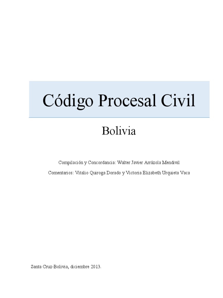 Código Procesal Civil de Bolivia | PDF