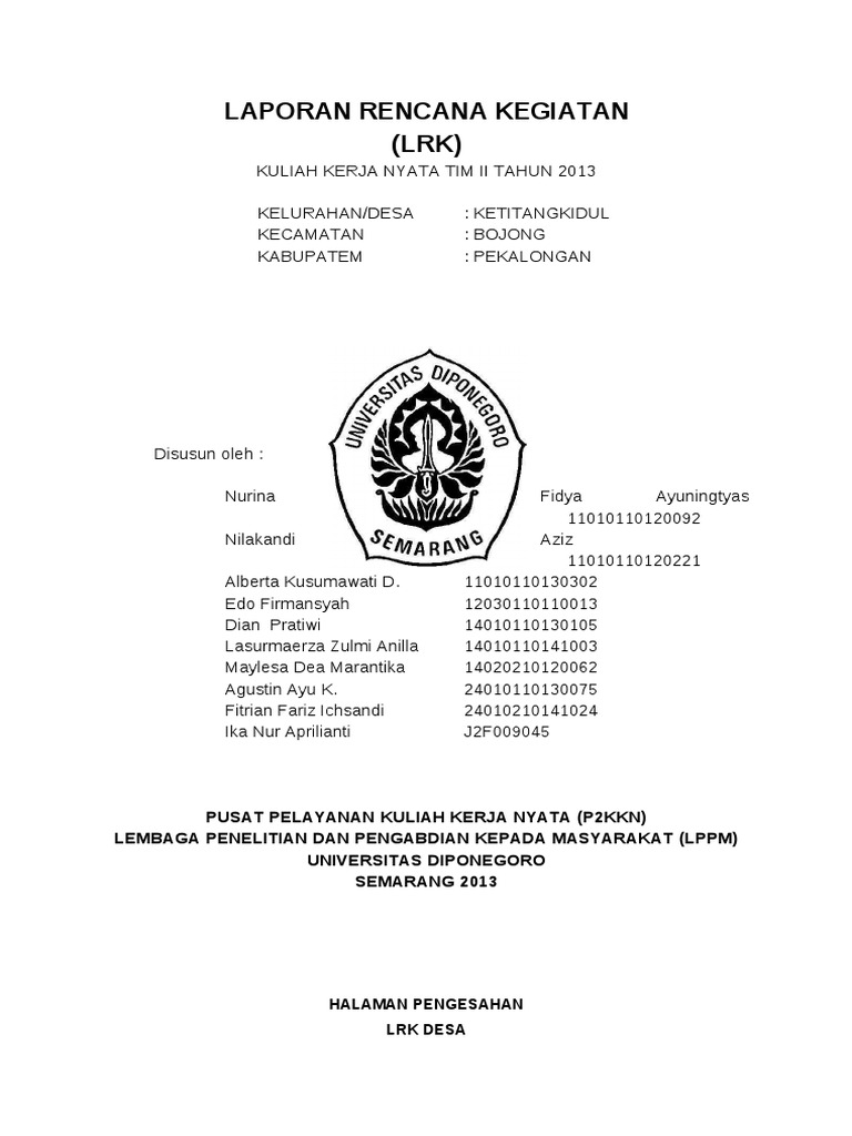 LRK KKN Desa Ketitangkidul 2013 | PDF