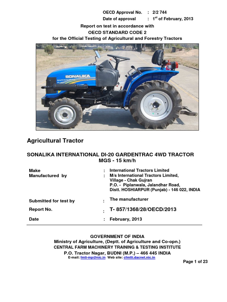 Sonalika International Di20 Gardentrac _4wd_ Tractor Transmission