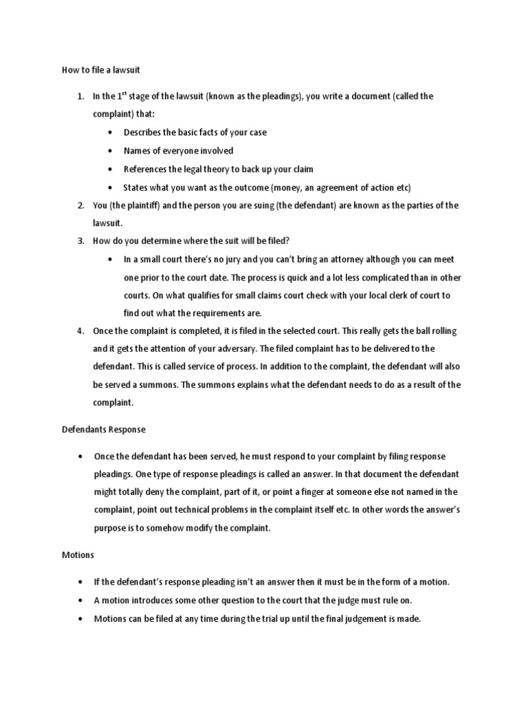 How To File A Lawsuit PDF Lawsuit Complaint