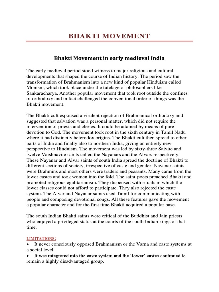 Bhakti Movement | PDF | Bhakti Movement | Bhakti