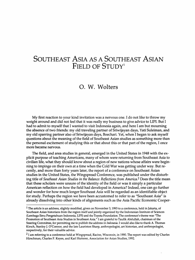 Southeast Asia As A Southeast Asian Field of Study | PDF | Southeast ...