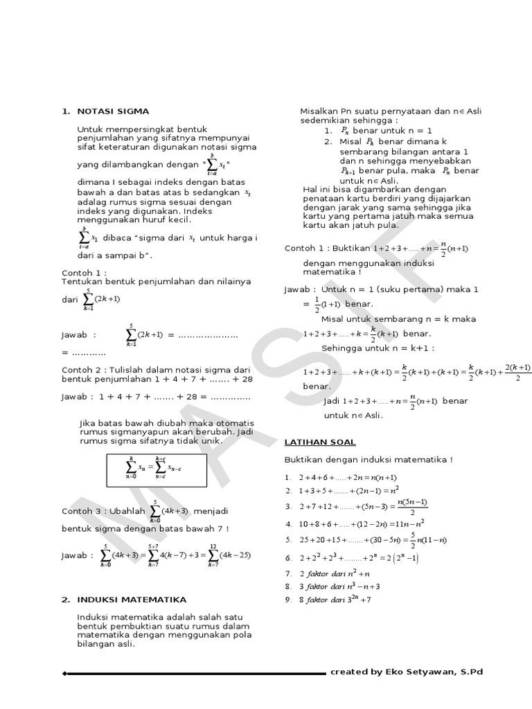 Notasi Sigma Dan Induksi Matematika