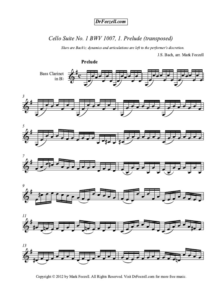 Cello Suite 1 MVMT 1 Bass BB PDF