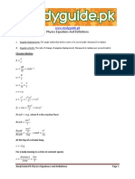 Equations and Definitions