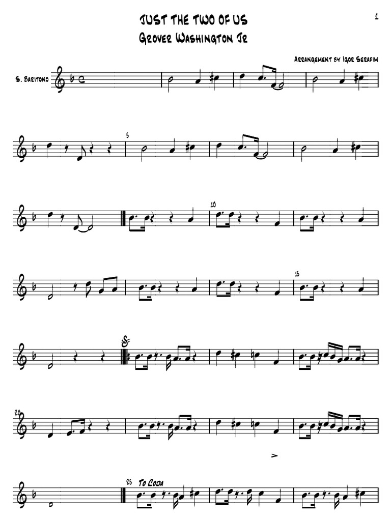 Just the Two of Us Sax Quartet s. Baritono