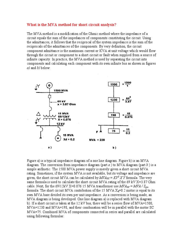 MVA Method For Short Circuit Analysis PDF Electrical Impedance