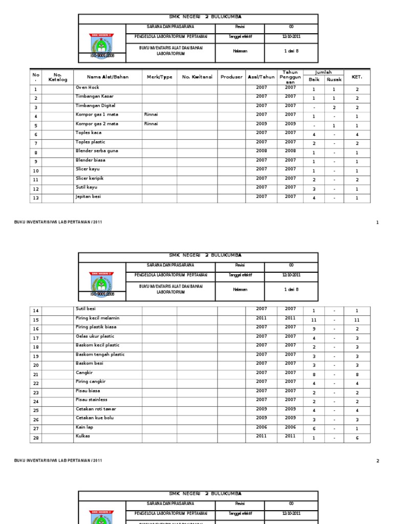 Buku Inventaris Alat Dan Bahan Lab Buku Inventaris Alat Dan Bahan Lab