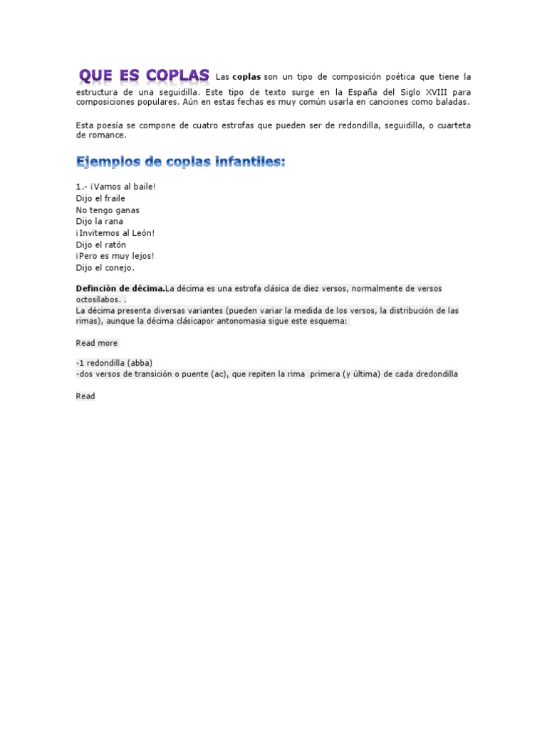 Que Es Coplas Las | PDF