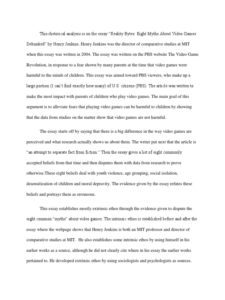Essay playing video games