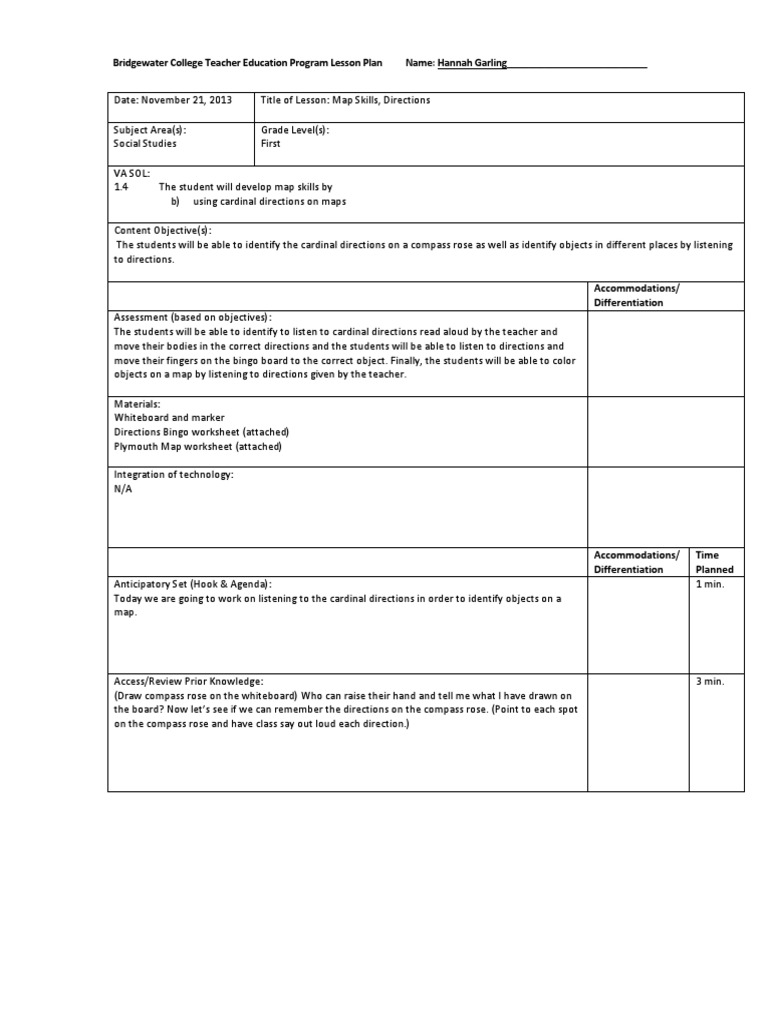 live compass direction on Lesson Plan Cardinal Directions Lesson Plan Teachers