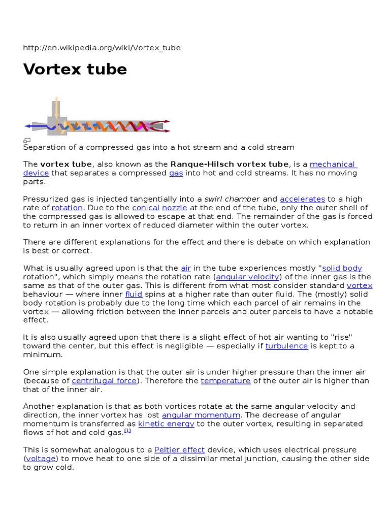 Vortex Tube: Principles and Applications | PDF | Vortices | Gases