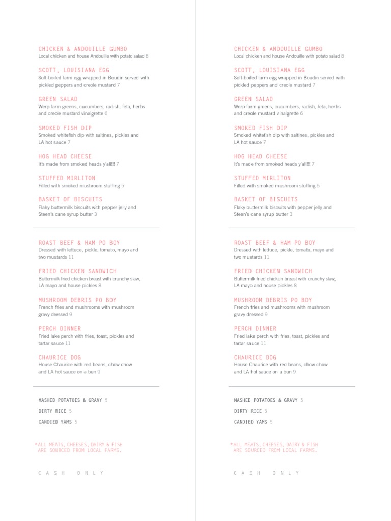 Analogue - Opening Dinner Menu | PDF